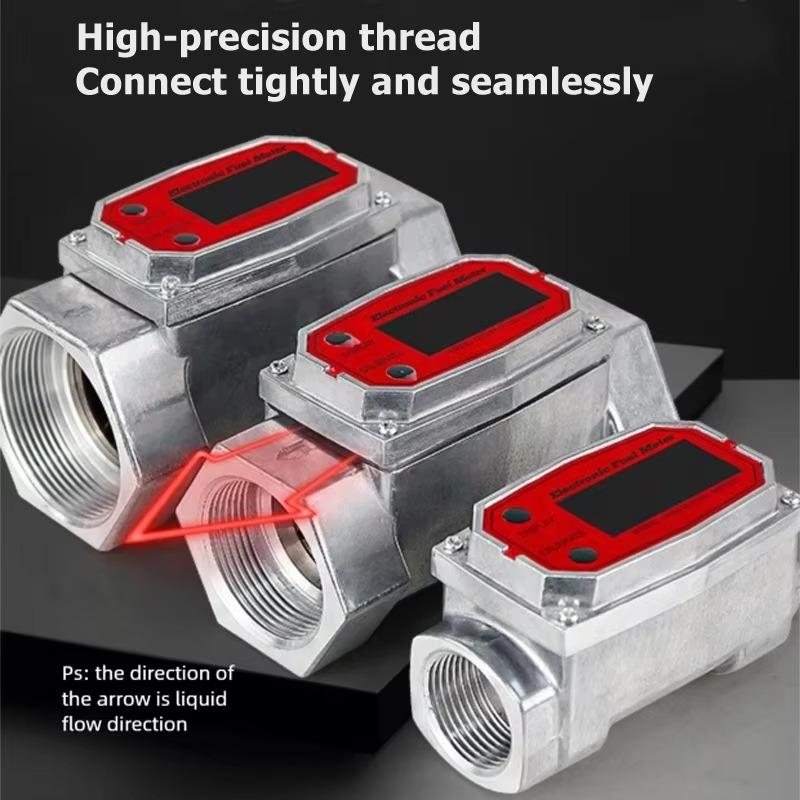 High Precision Digital Display Turbine Flow Meter Fuel Flowmeter Measuring Diesel Kerosenes Gasolines Water Methanol 1/1.5/2inch