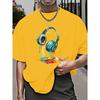 Summer Round Neck 3D Earphone Pattern Print Top Fashionable Casual Short Sleeved Men's T-shirts