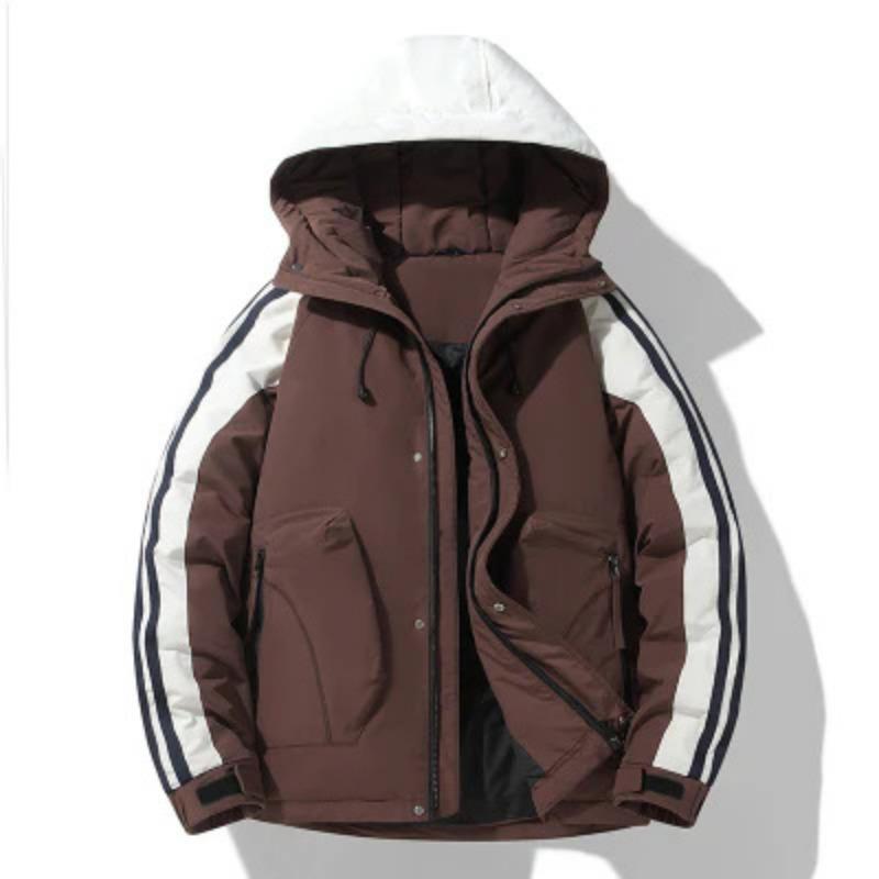 Men's Couple Fashion Down Jacket Men's and Women's Same Winter Thickened Warm 90 White Duck Down Hooded Down Jacket