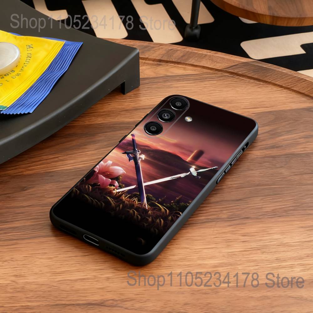 A-Asuna Anime Kirito Phone Case For Samsung S25,S24,S21,S22,S23,S30,Ultra,S20,Plus,Fe,Lite,5G Black Cover