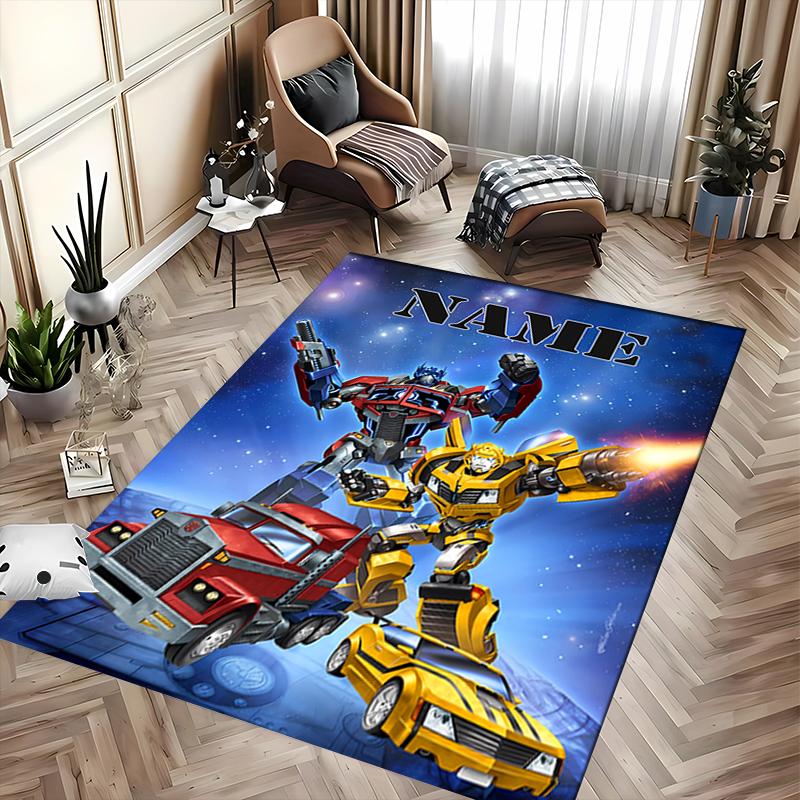 Custom Personalization Optimus Prime & Bumblebee Area Rug - Perfect For Kitchen, Bathroom,Laundry Room Decor Large Size Available,Gift All Seasons