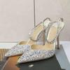 Luxury Rhinestones Sequined Ankle Strap Women Pumps Elegant Stiletto High heels Spring Summer Crystal Wedding Prom Shoes