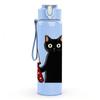 1PC Cat With Kitchen Knife 750ml Color Plastic Sports Water Bottle Leakproof Flip Straw Lid Suitable for Sports Office Home Use