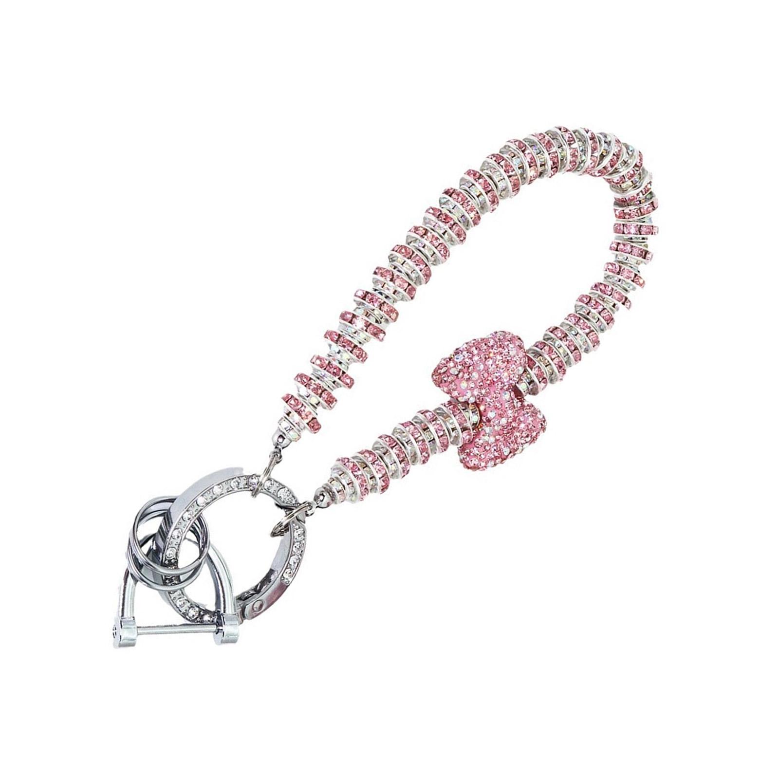 

Elegant Bowknot Keychain Featuring Full Rhinestone Designing Chic and Luxurious Ornament for Fashion Forward Women розовый