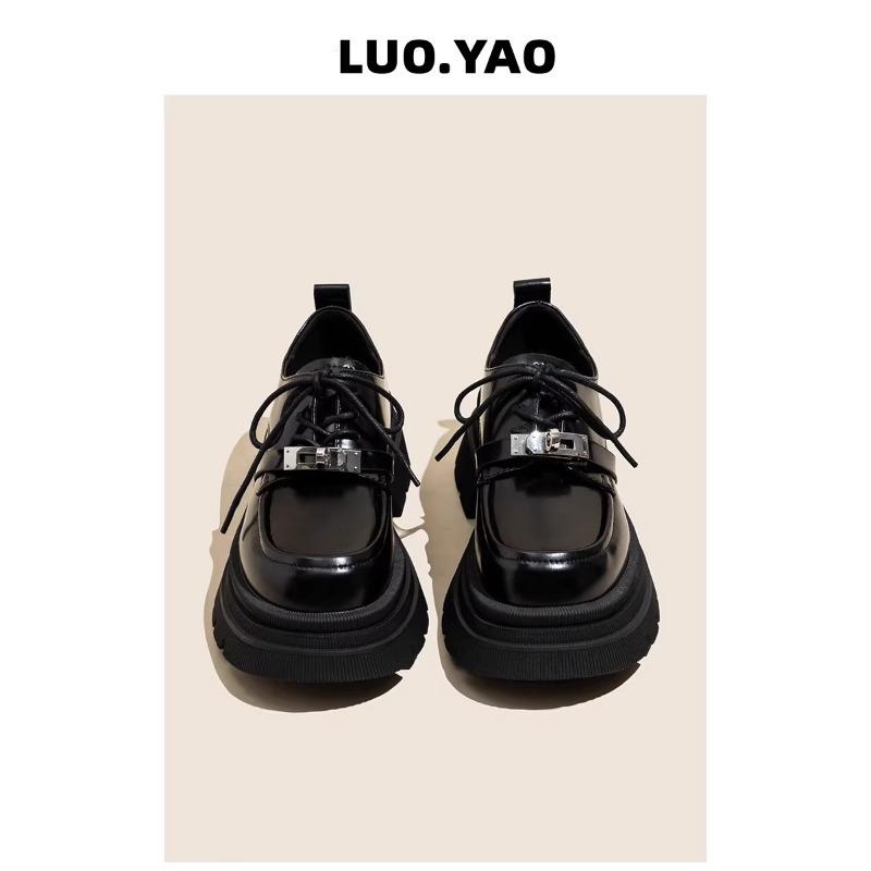 British style black small leather shoes women's 2025 new spring and summer popular heightening shoes jk single shoes platform loafers