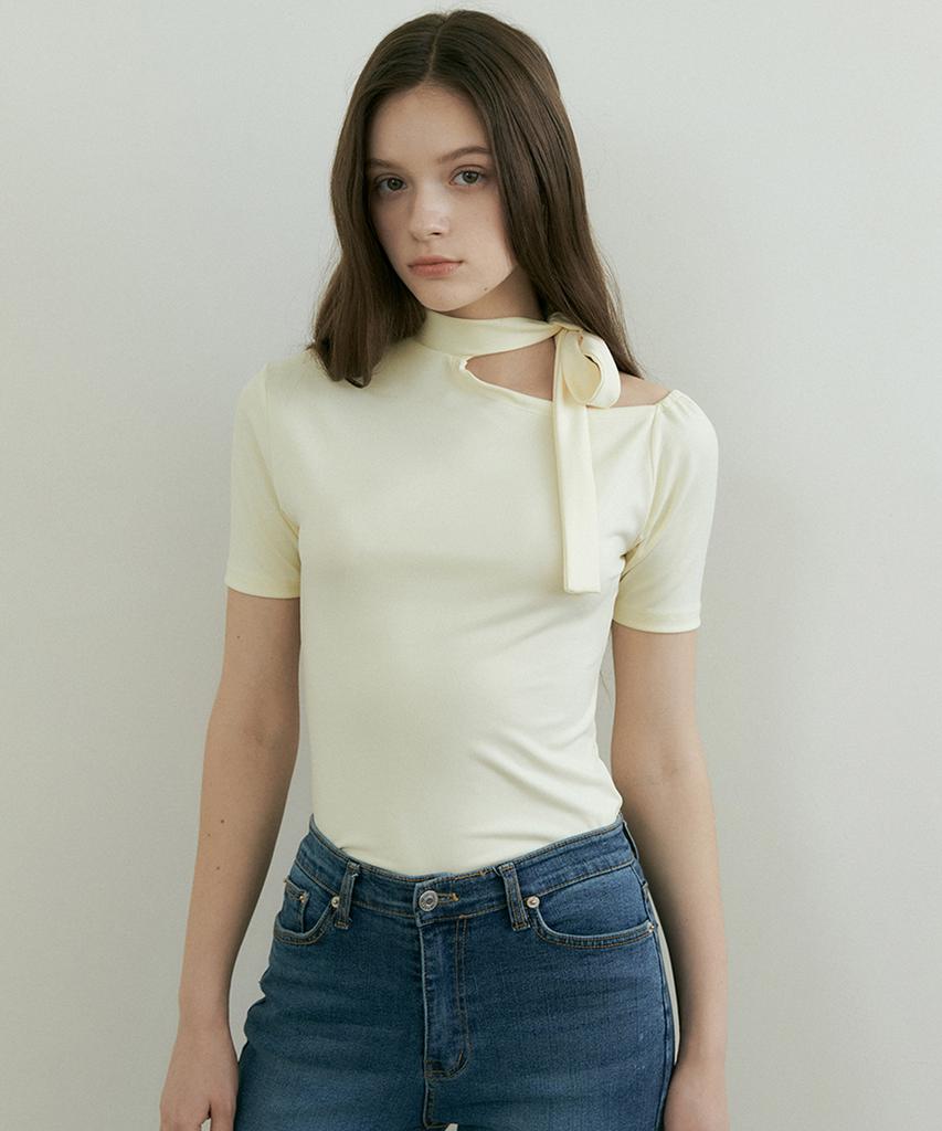REORG Fra Cutout Half Scarf T-Shirts Lemon