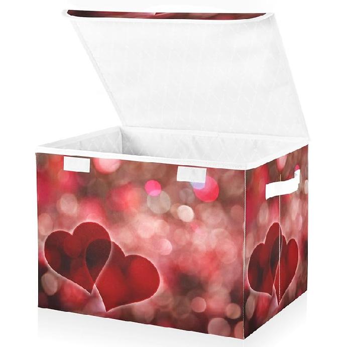 Halloween Baskets Collapsible Storage Bins with Lids, Spiderweb Butterfly Dragonfly Storage Boxes Clothes Baskets for Organizing Valentines 2