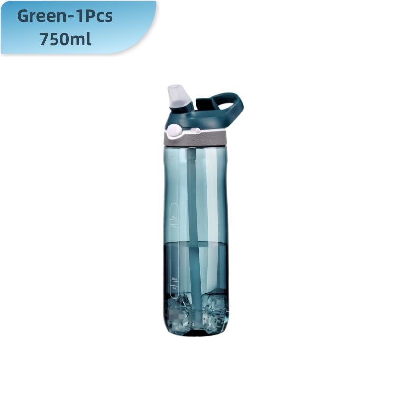 

750ml Trian material Sports Water Bottle with straw&handle for Gym Camping Hiking Outdoor Transparent Plastic BPA Free Water Cup