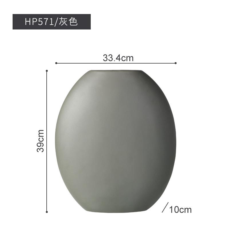 Nordic pottery Vase storage jar Creative Ceramic Crafts Flat circular vase ornament Hotel restaurant soft decorations