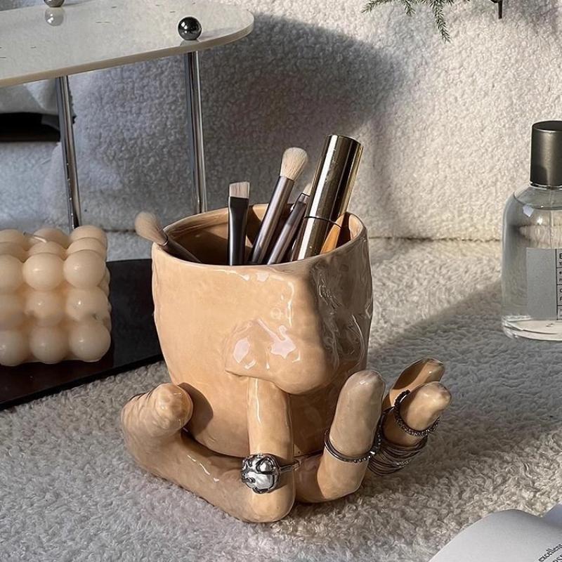 Funny Ceramic Nose Mug and Finger Tray Set – Creative Quirky Cup with Jewelry Holder Dish