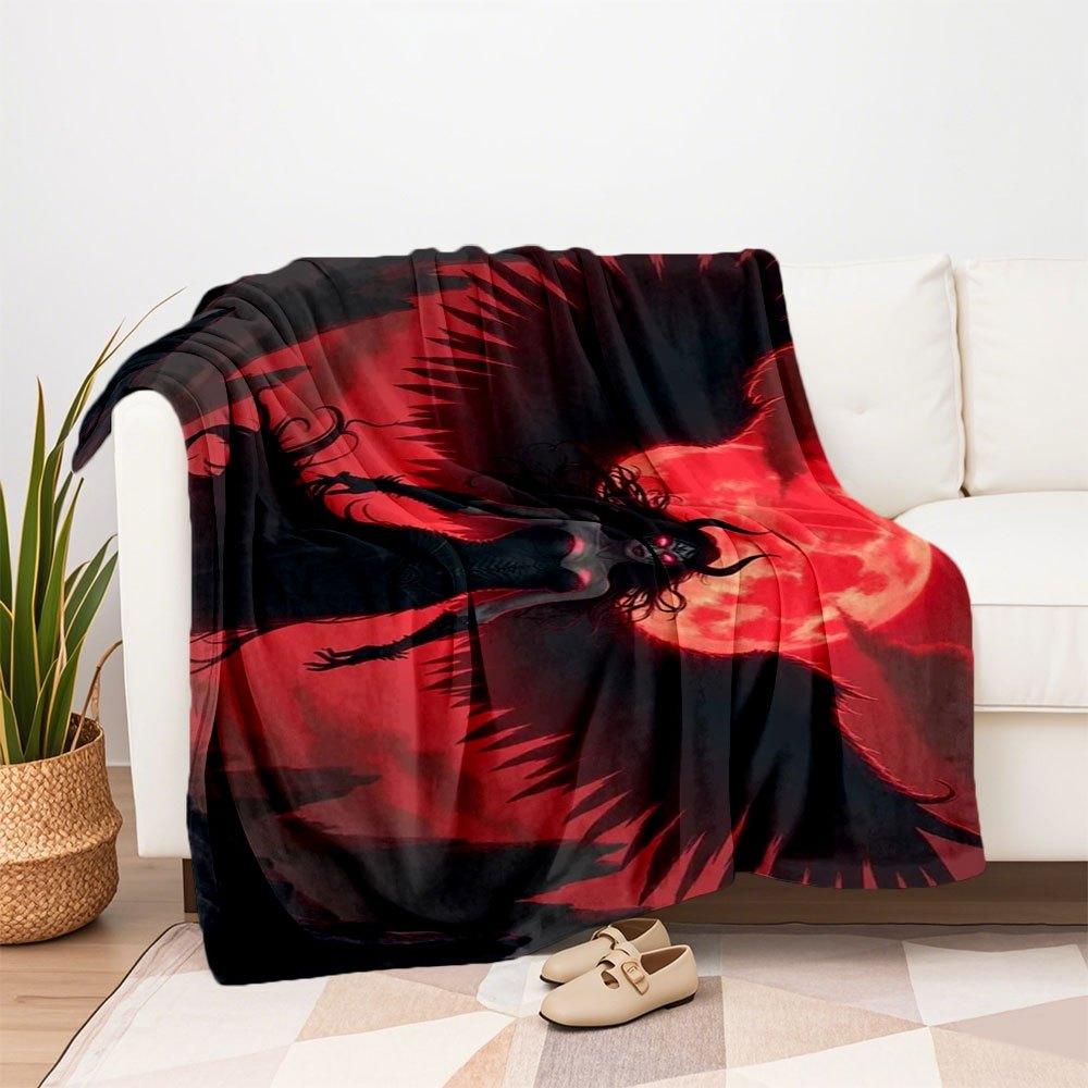 "Dark Fantasy Angel Wings Wall Art Print"Blanket Flannel Throw Blanket for Sofa, Bed, Travel, Camping, Office, Couch, Chair, And Bed Gift Fo