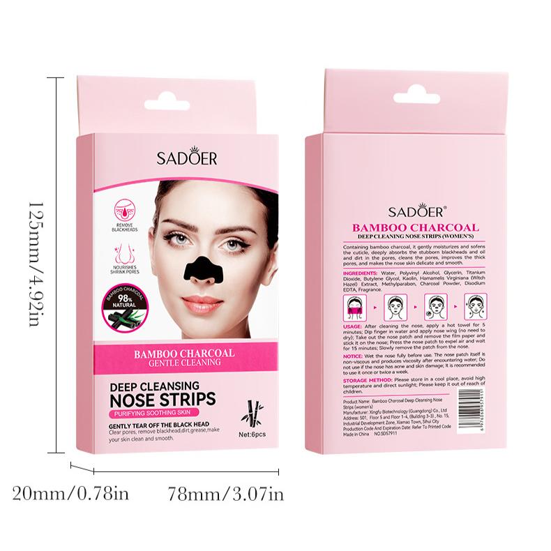 Bamboo Charcoal Ladies Nose Patch SADOER Deep Cleansing Blackhead Removal Nose Mask Patch