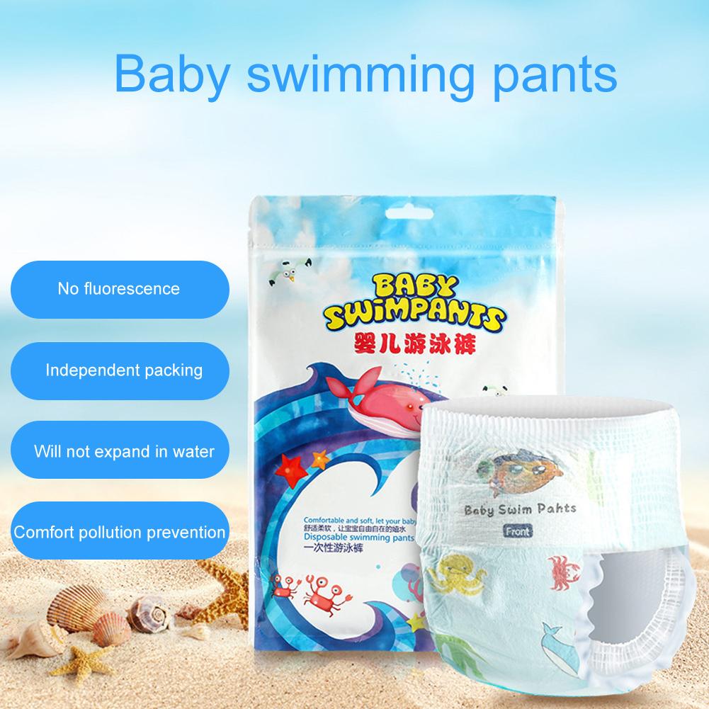 5pcs Baby Swimming Diaper Disposable Waterproof Elastic Leakage Proof Baby Diaper(L (9 14KG) )