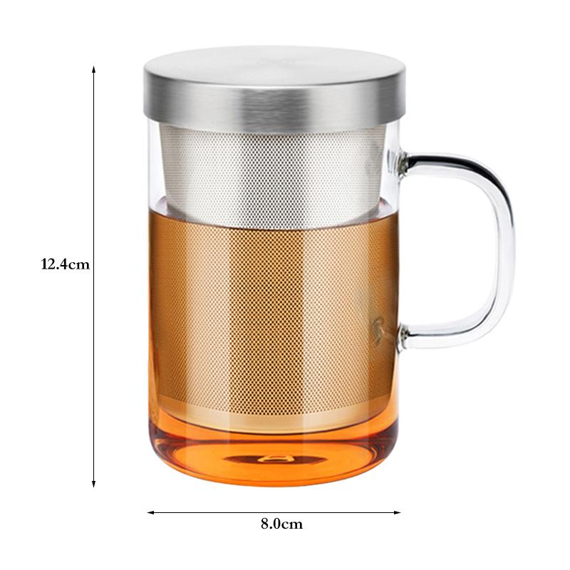 500ml Borosilicate Glass Tea Mug Glass Cup with Stainless Steel Infuser Loose Leaf Tea Cup Home Office Teacup Mug Gift Drinkware