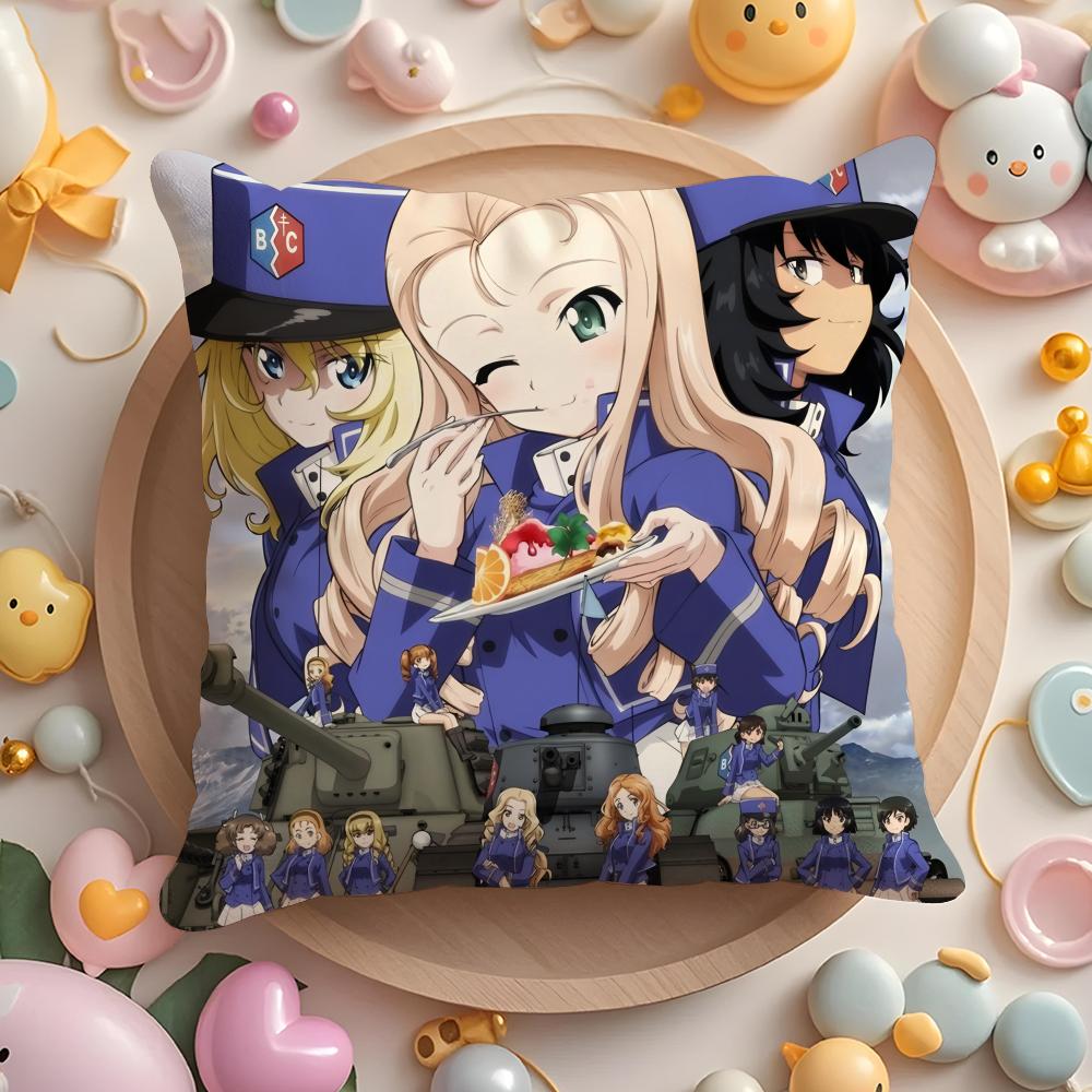 Girls Und P-Panzer More Love Cushion Cover Plush Fabric Soft Double-Sided Printed Sofa Warm Winter Home Gift Pillow Cover