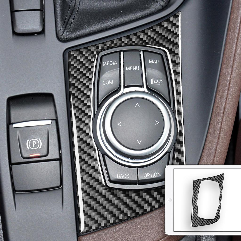 For BMW X1 F48 X2 F39 2016-2025 Real Carbon Fiber Sticker Gear Shift Multimedia Knob Panel Car inside decorative Accessories