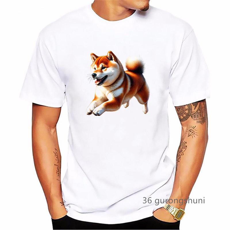 Kawaii Shiba Animal Printed T Shirt Men Funny Dog Lover Tshirt Homme Summer Short Sleeve TShirt Harajuku Shirt