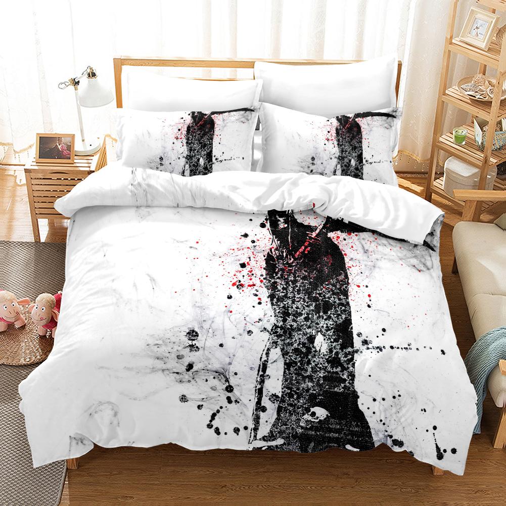 3D Skull Head Bedding Set Horror Pattern Duvet Cover 2/3 Pieces Halloween Festival Atmosphere Layout AU/EU/US/UK/DE Full Size Home Decoration