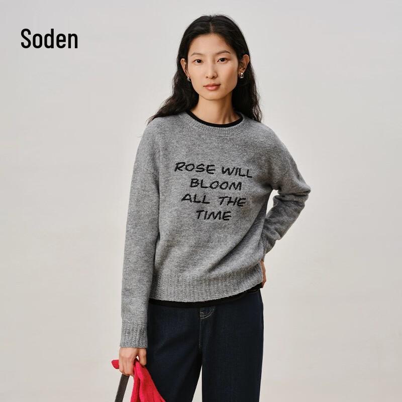WHIteALLUSION Korean Style Wool Blend Letter Sweatshirt S