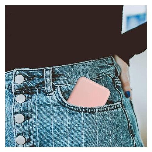 Mini LED Lighted Cosmetic Mirror Portable Pink 8.5x6.4cm Travel Makeup Mirror