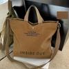 Vintage Letter Print Crossbody Bag, Retro Canvas Shoulder Bag, Women's Casual Handbag & Shopping Bag