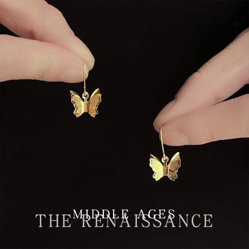 Multi-faceted three-dimensional butterfly earrings niche design flexible ear hook earrings