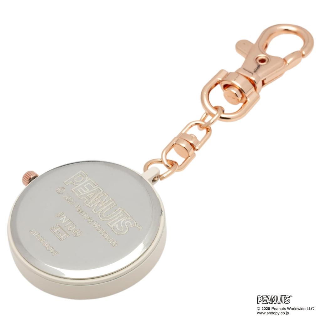 Fieldwork Analog Pocket Watch with Snoopy Color Case KC Watch Women's Keychain, Design, G, White, PNT049-1