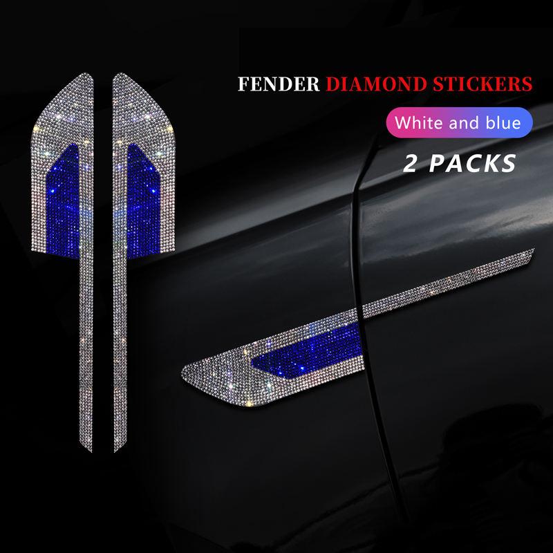 2 Stück Diamant Auto Seitenkotflügel Aufkleber Antikollisions Dekorativer Aufkleber Auto Warnung Styling Bling Autozubehör für Frauen