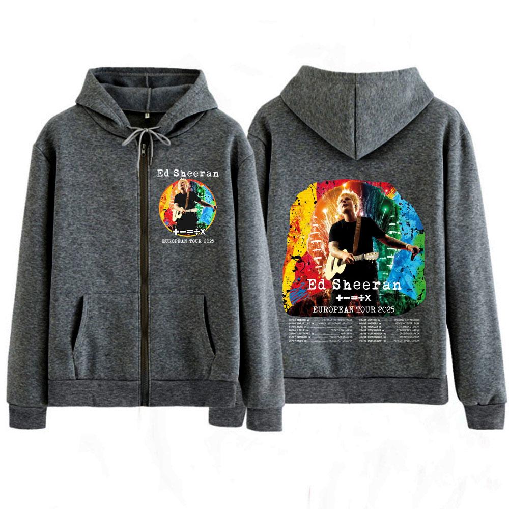 

Графическое худи на молнии Ed Sheeran European Tour 2025, зимнее, с длинным рукавом, свободного кроя, в стиле харадзюку, для мужчин и женщин, куртка-пальто высокого качества 3XL
