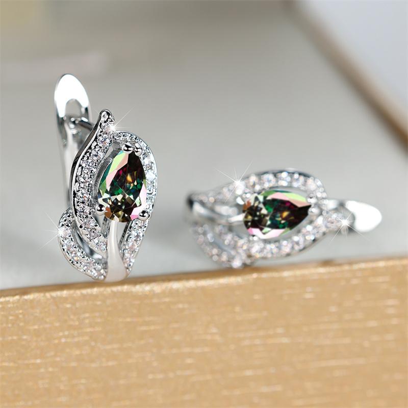 Cute Female Yellow Zircon Stone Hoop Earrings Trendy Gold Color Wedding Jewelry For Women