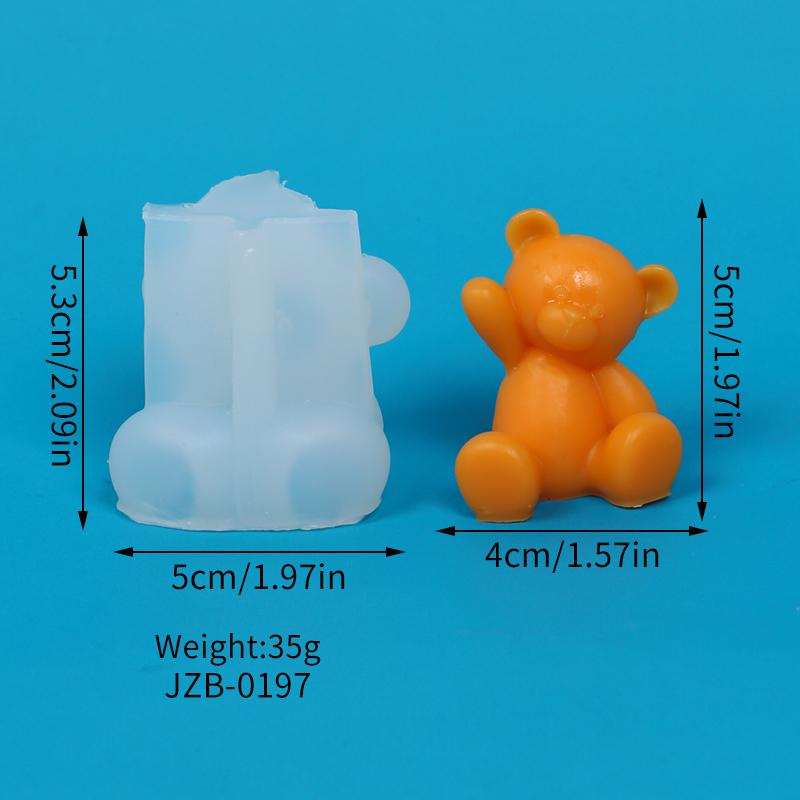 3D Bear Silicone Candle Mold DIY Cartoon Bear Aromatherapy Soap Gypsum Plaster Making Mousse Cake Chocolate Fondant Mold Gift