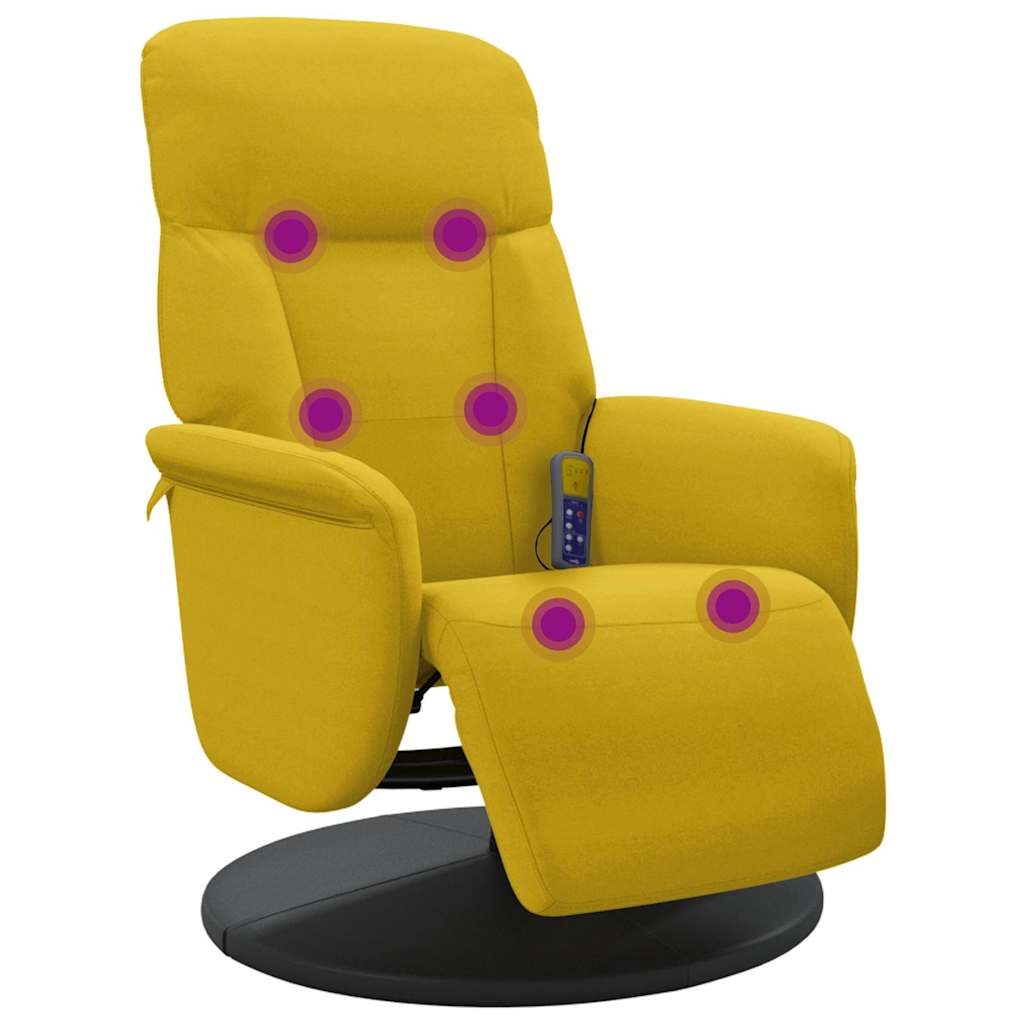 Foldable Massage Armchair with Footrest, Yellow, Velvet