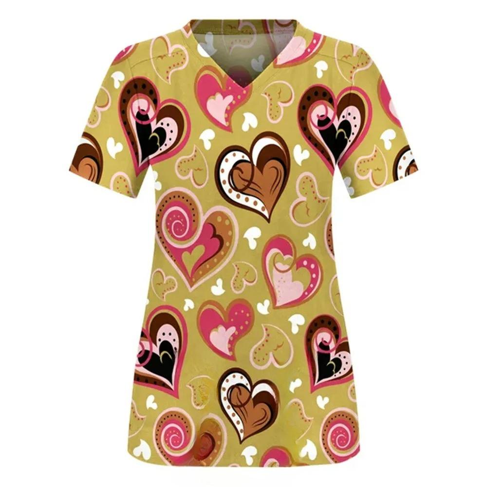 Fashion Printed Short Sleeves Casual Simple V-neck Comfortable T-Shirts Women’s 4XL