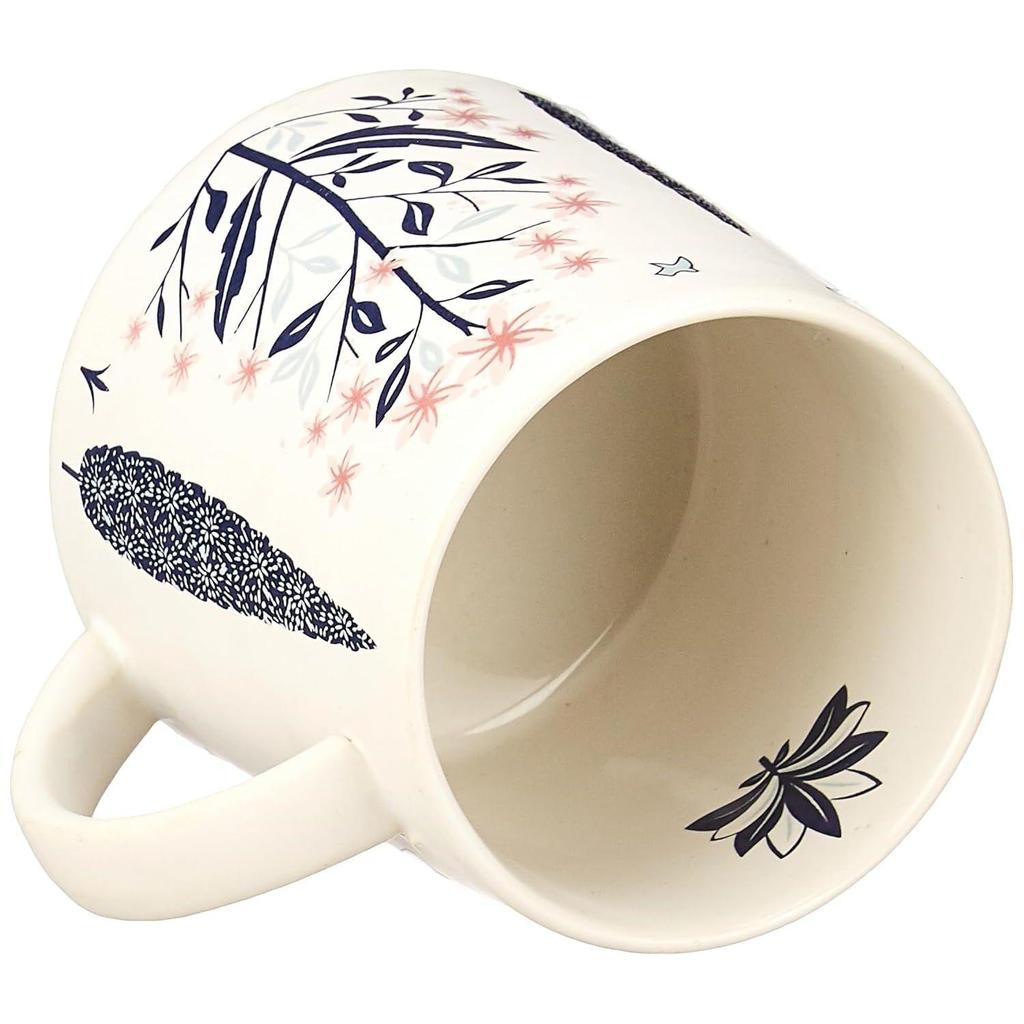 Keramik Pfau Kaffeetassen | Set mit 2 | Mikrowellengeeignet | Kaffeetassen | 350 ml | Blau