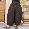 Cotton Linen Casual Pants Women Autumn Vintage Style Striped Female High Waist Harem Pants