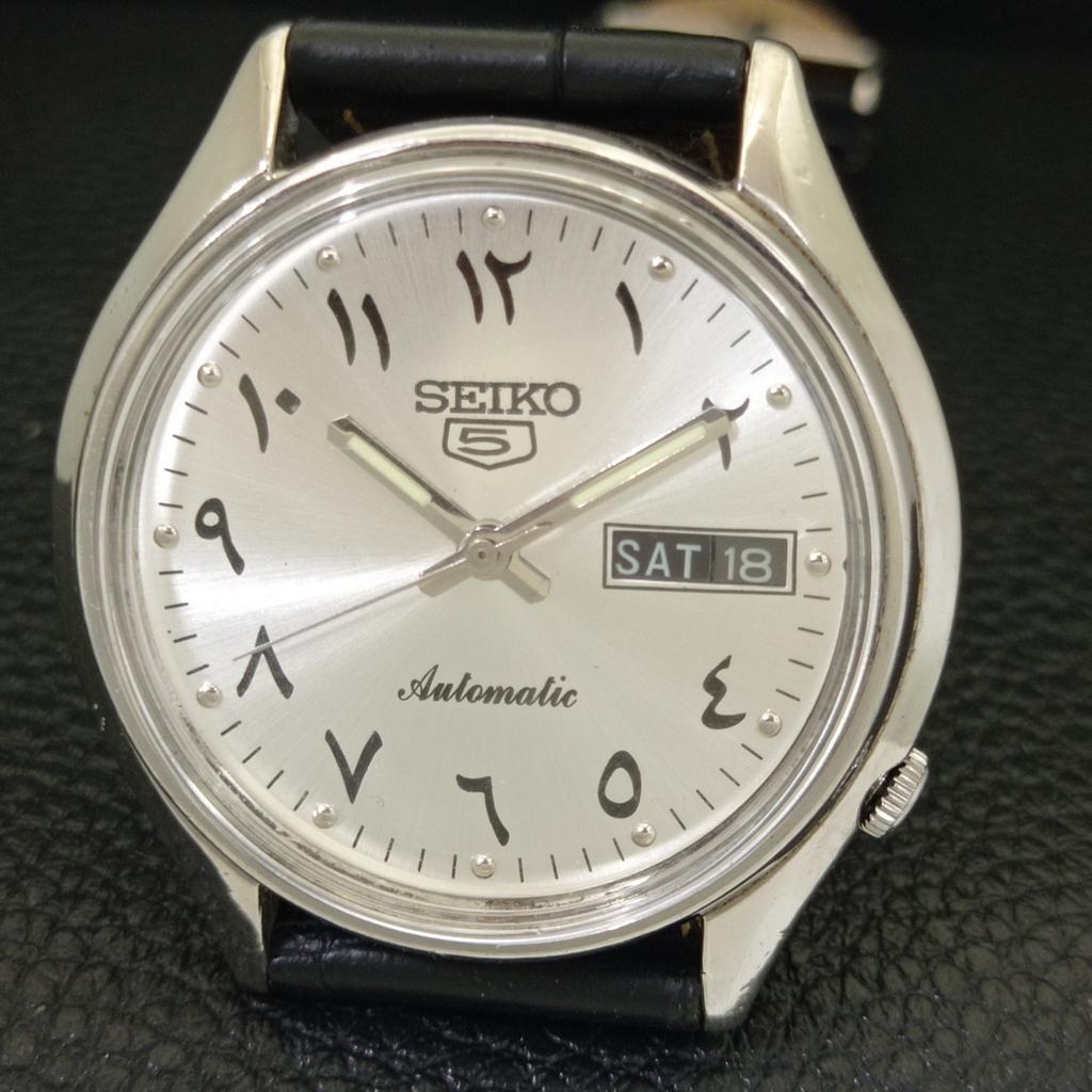 SEIKO 5 AUTOMATIC VINTAGE JAPAN 6309A MENS ARABIC SILVER DIAL WATCH a702442-5 R124-a702442