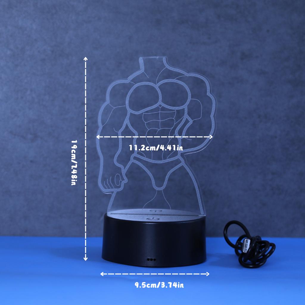 Touch seven color gradient muscle male 3D night light, desktop, bedroom atmosphere decoration light, room decoration light