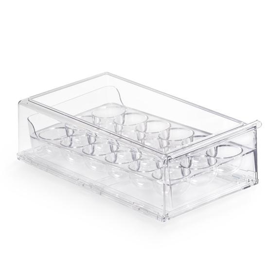 Boîte de Rangement pour Œufs Grande Capacité 36 Œufs Conception à Tiroir à Deux Niveaux Organisateur Transparent pour Réfrigérateur