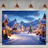 Festive Snowy Christmas Village  Decoration Background Winter Photography Backdrop Decorations For Photo Studio Photo Booth Christams Party