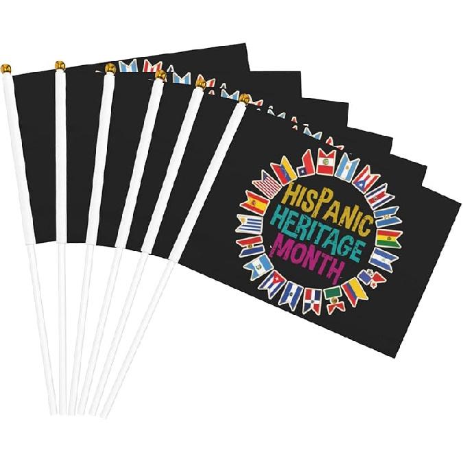 10 Pack National Hispanic Heritage Month Small Flag Double Sided Celebrate Hispanic Heritage Mini Flag Hispanic Heritage Month Decorations Decor Hand 6 Pack
