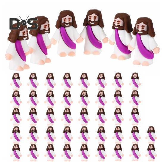 12/48 stk Mini Jesus-figur PVC Frelser Jesus Figurmodell Statue Skulptur Skrivebordsdekorasjon påskepryd Julefestivalgave