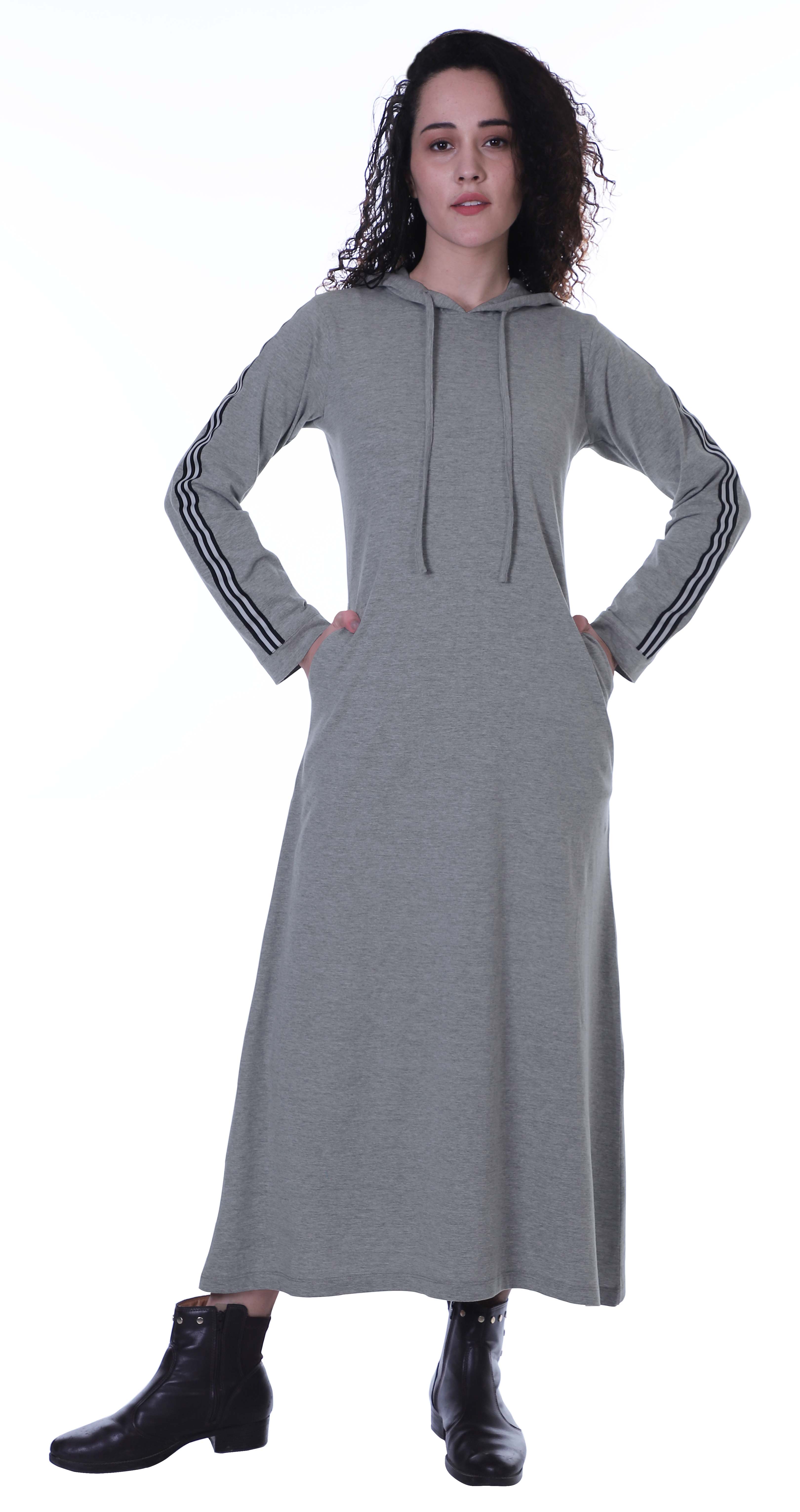 

Moomaya Жіноча толстовка з довгим рукавом, пуловер, сукня максі, кишені, повсякденна, довга L світло-сірий колір