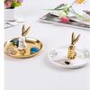 European Style Dressing Table Golden Animal Horse Rabbit Ceramic Jewelry Storage Tray Jewelry Storage Box
