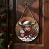 Gift for Christmas Holiday Season Hanging Pendant with Lanyard Wooden Sign Front Weather Resistant Ornaments Door Creative Wall Decor Farmhouse
