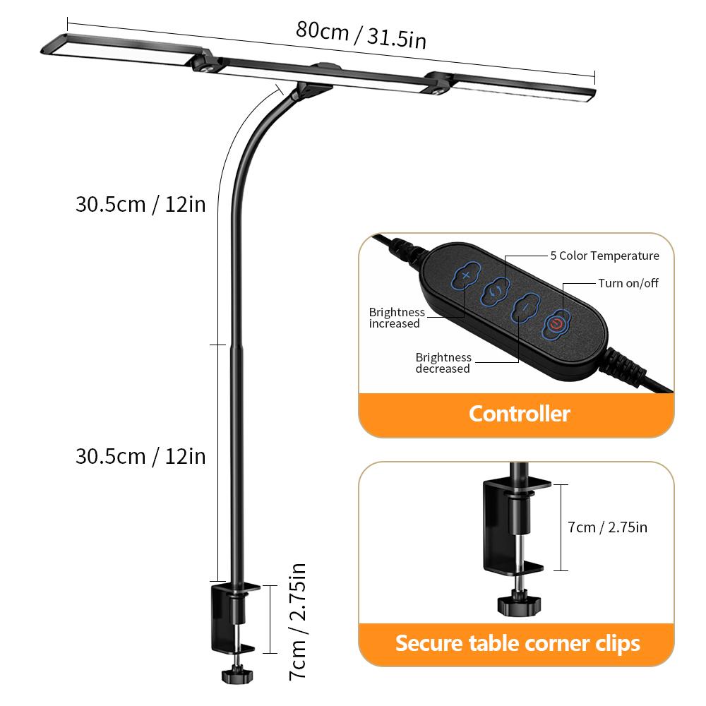 

3-head Eye Caring Architect Lamp with Clamp Computer Monitor Gooseneck Smart Light 5 Color Flexible Table Lamp for Home Office EU Plug