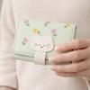 Versatile Portable Flower Printed Wallet Cute Multiple Card Short Leather Purse PU Leather Card Pouch Three Fold Wallet Women