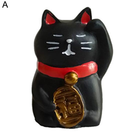 Miniature Cat Lucky Cat Version Handmade Lovely Miniature Zakka Cat Figurine for Entertainment A