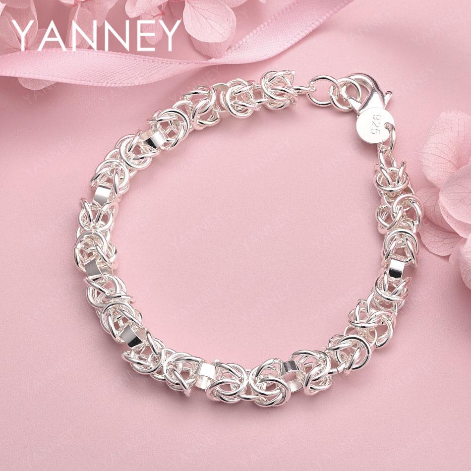 

925 Sterling Silver 8-inch Classic Hip Hop Punk Bracelet for Men and Women: Stylish Party Jewelry Gift