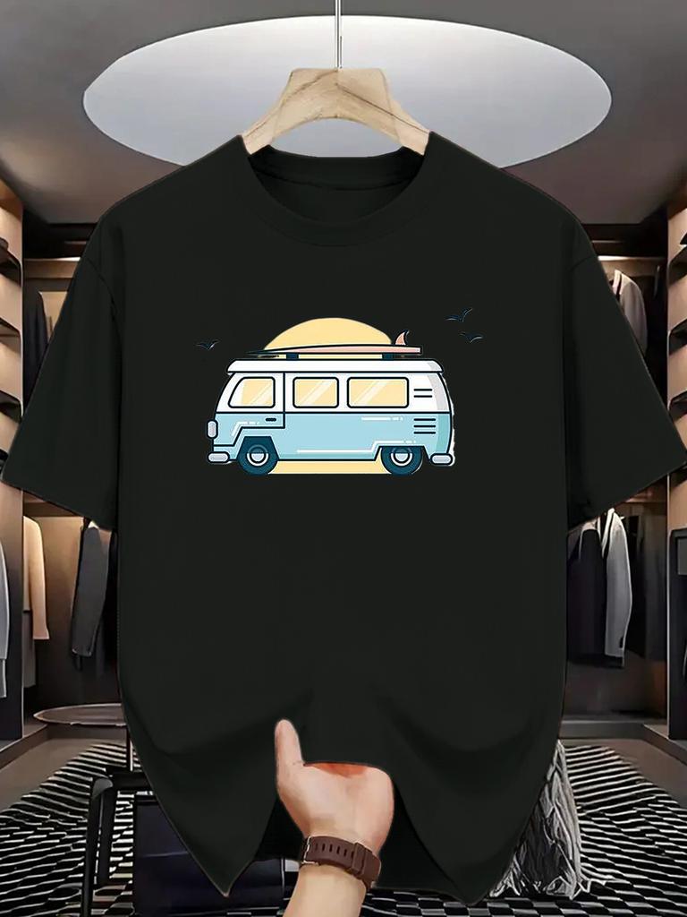 Unisexs Vintage Surf Camper Van TShirt Lightweight Breathable Summer Beach Tee Casual CrewNeck Top