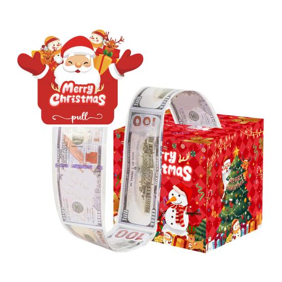 Christmas Money Box Pull-out Cash Gift Box DIY Holiday Money Gift Box with Transparent Bags Christmas Money Holder Pull Box for Kids Adults